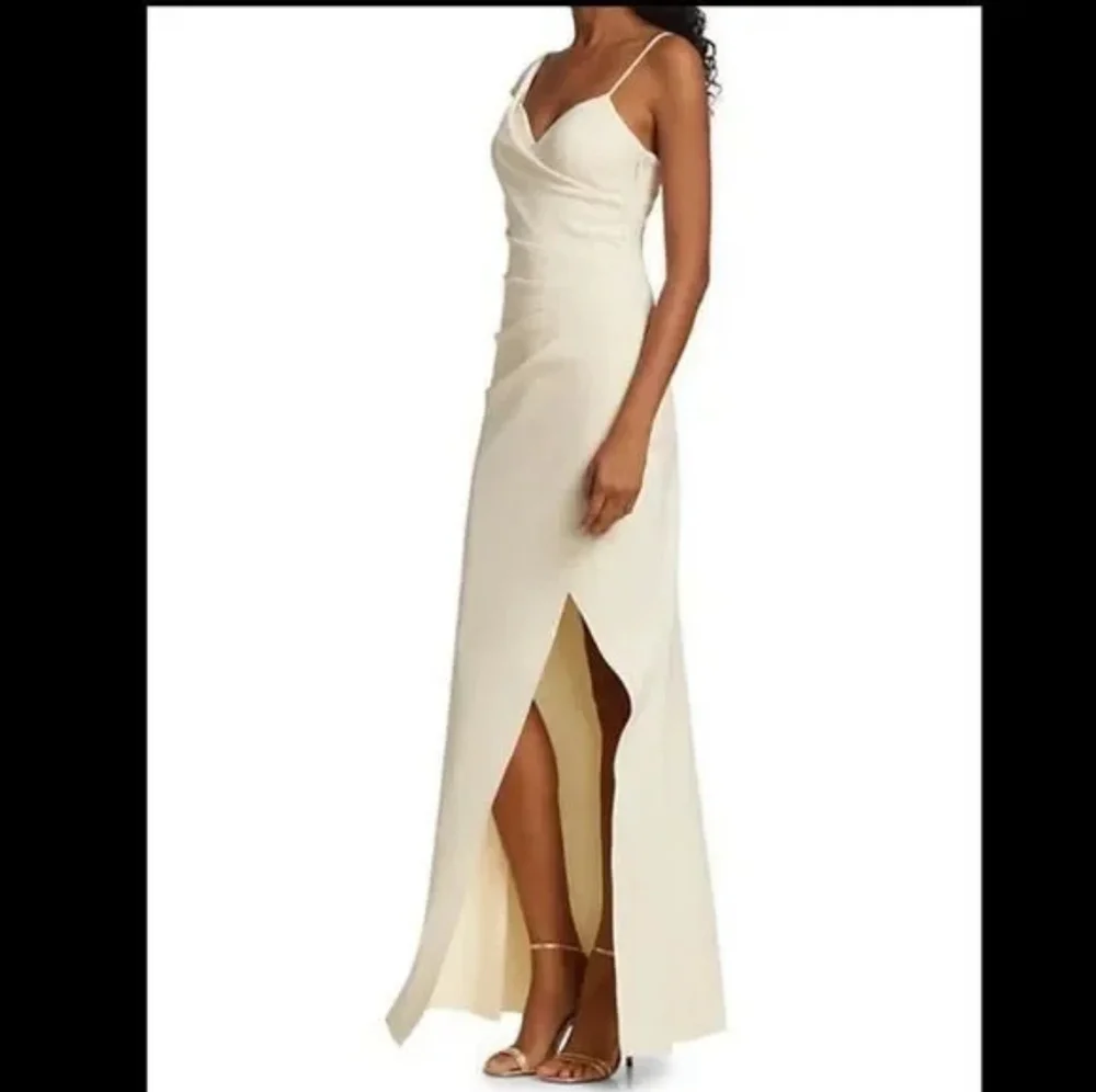 NWT! Chiara Boni One-Shoulder Front-Slit Wrap Gown Size 8 - Picture 2 of 16